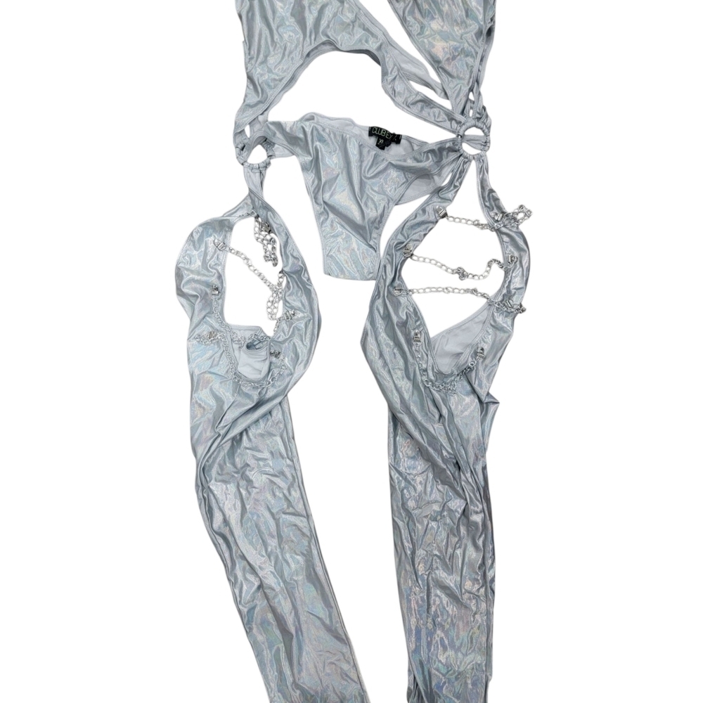 Silver Metallic Rave Jumpsuit - Picture 13 of 14